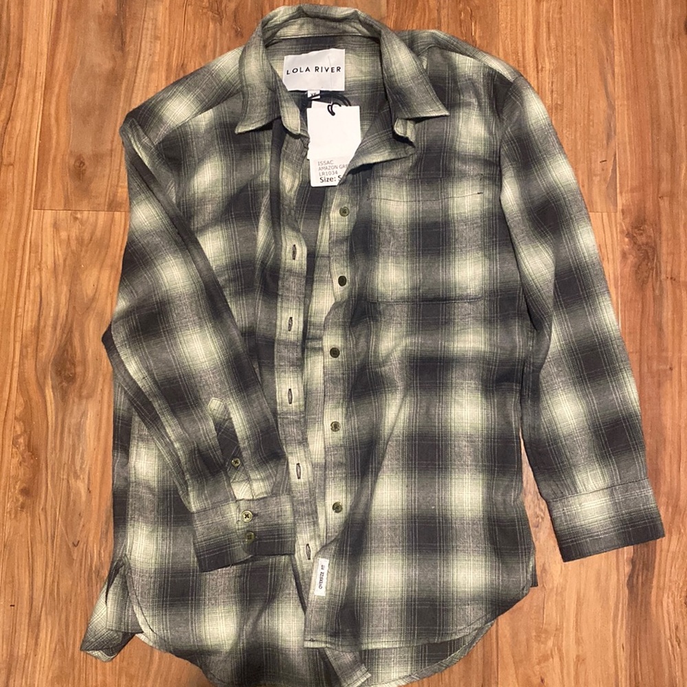 NWT Lola River Forest Green Flannel